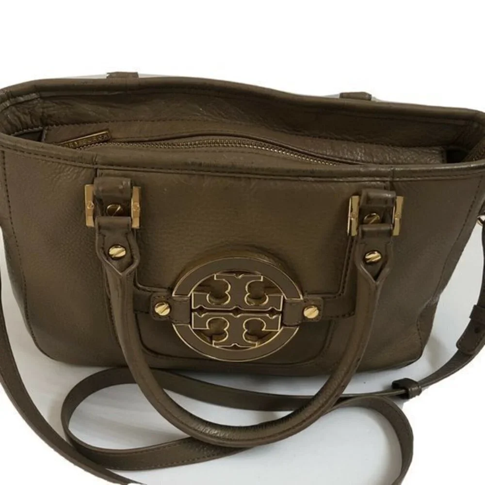 Tory Burch Handbag Satchel Leather Taupe